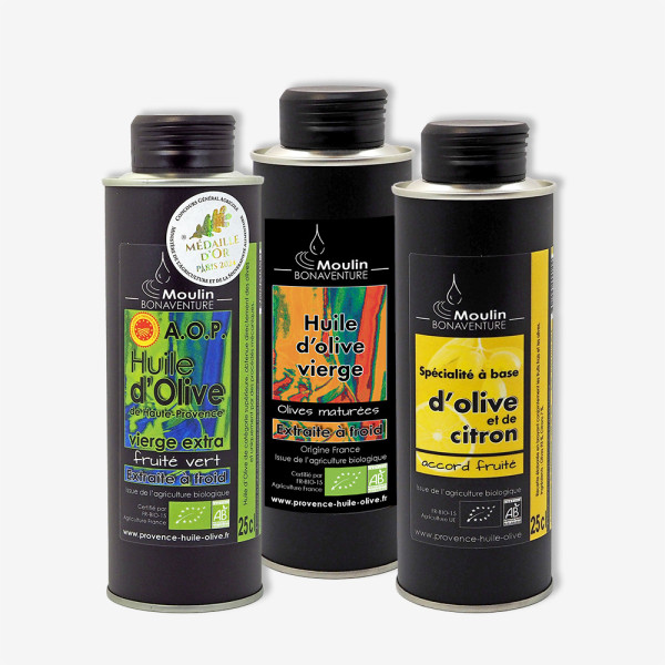 Coffret trois huiles d'olives